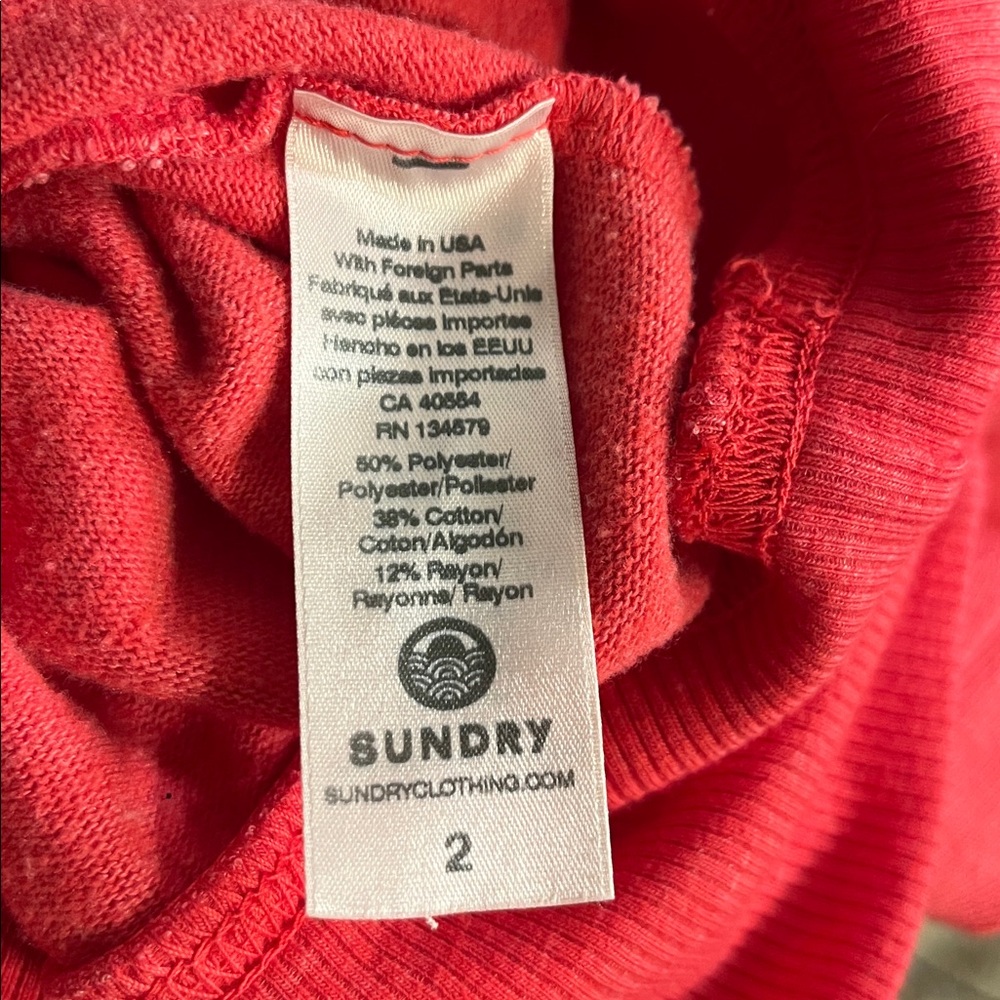 Sundry Red Embroidered Striped‎ Sleeve Crew Neck Sweater Size M - Picture 5 of 7